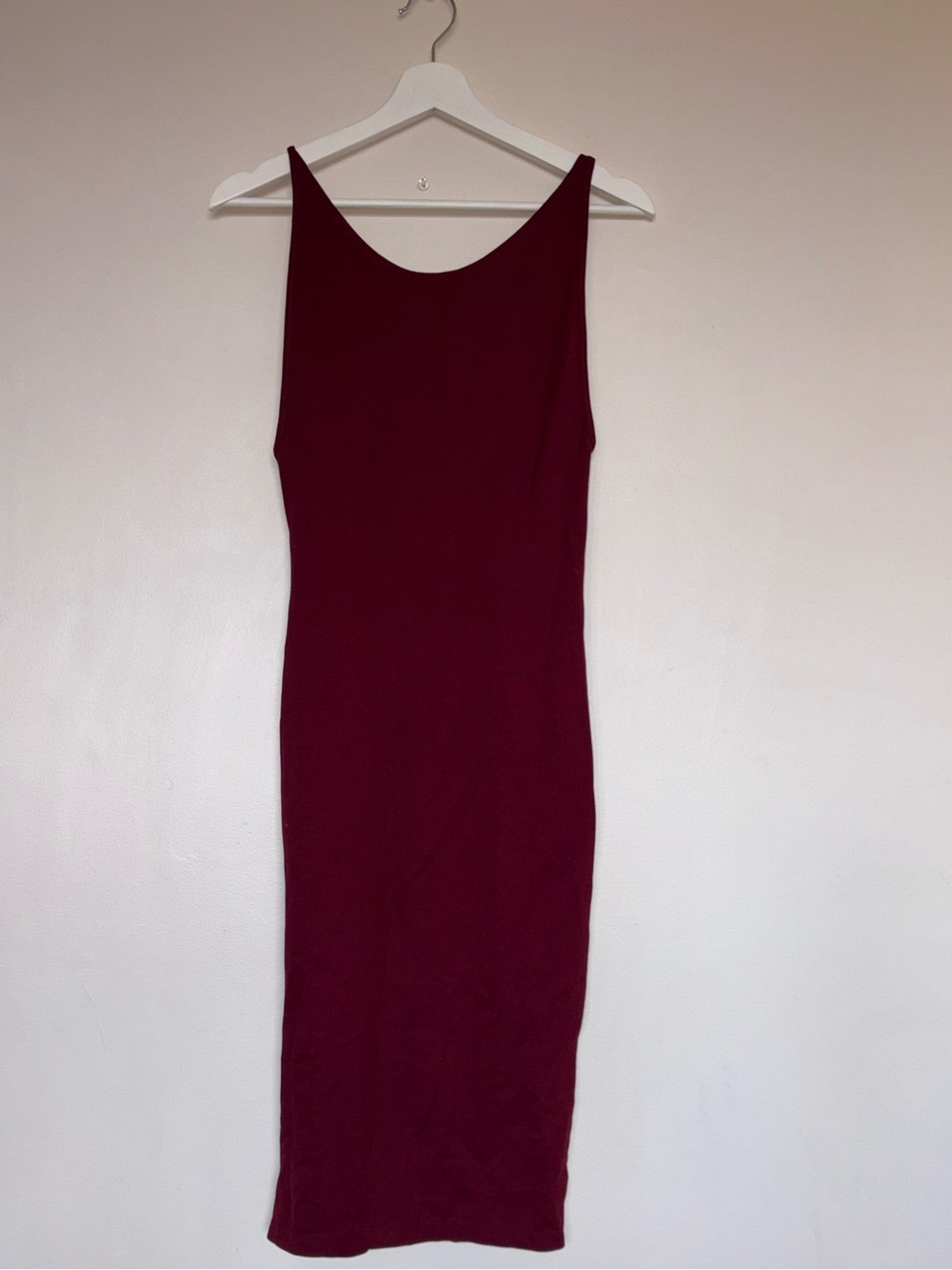 American Apparel Sleeveless Backless Midi Dress in Deep Wine